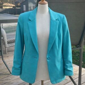 9 & Co. Women's Vibrant Blue Blazer with ruched sleeves